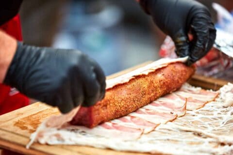 Adi Matzek Grillschule Schweinlungenbraten Speck Schweinsnetz